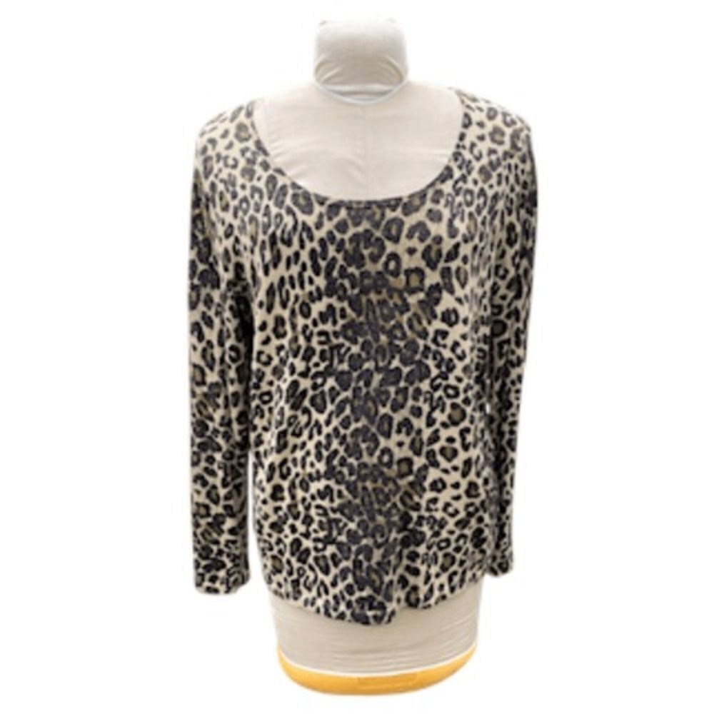 NYGARD Collection Leopard Sweater Metallic Knit Pullover Sz. 0X